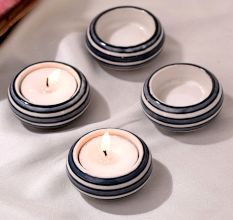 Handmade Tea Light Holder Made of Premium Ceramic in Set of 4
